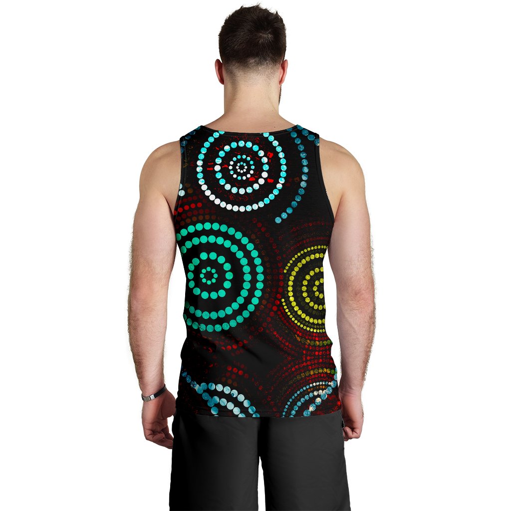 Men's Tank Top - Aboriginal Dot Painting and Flag - Vibe Hoodie Shop