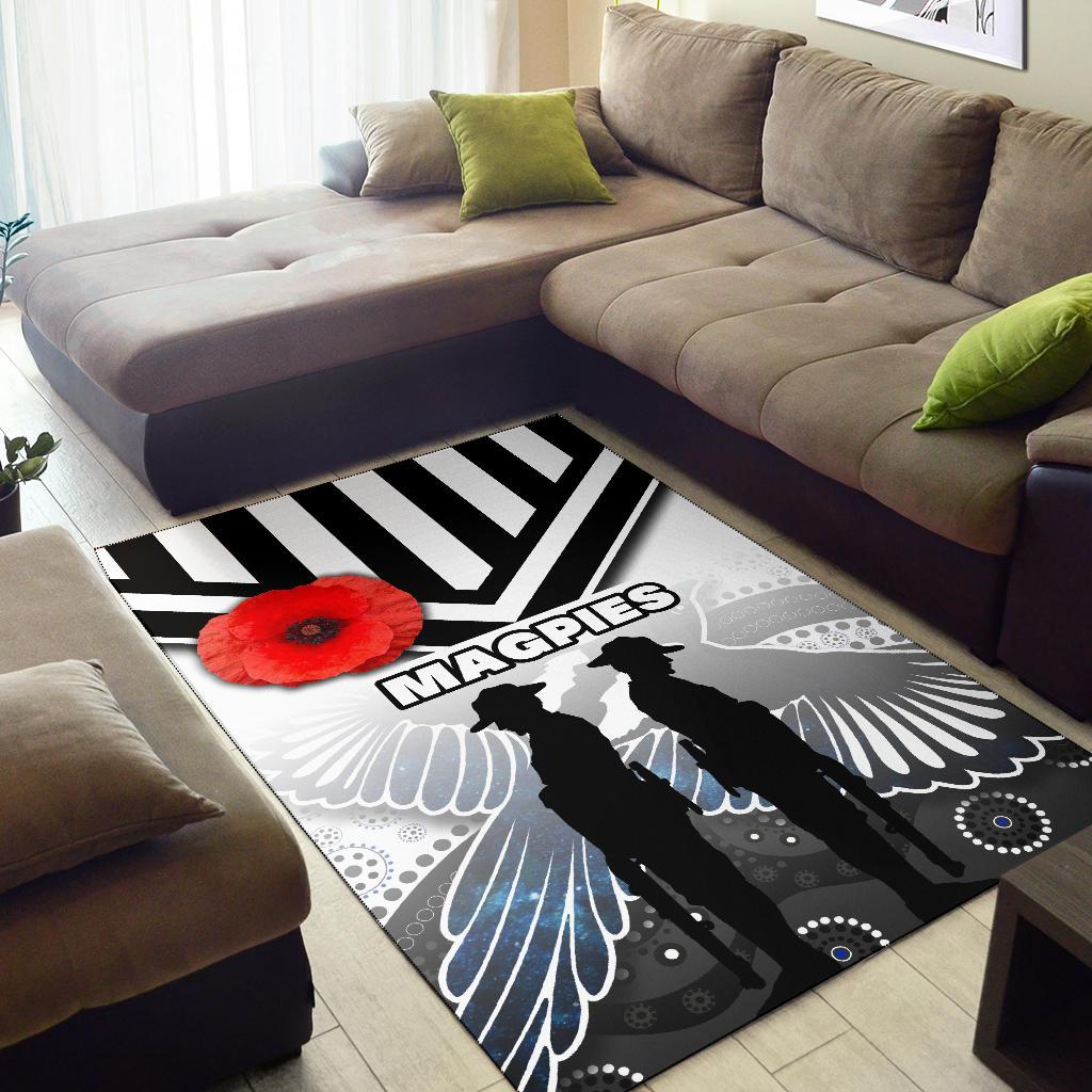 Magpies Area Rug Collingwood ANZAC Day Special Version - Vibe Hoodie Shop