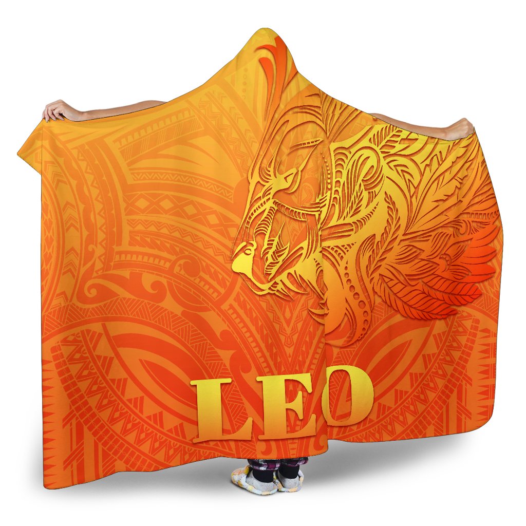 sun-in-leo-zodiac-hooded-blanket-polynesian-tattoo-simple-orange
