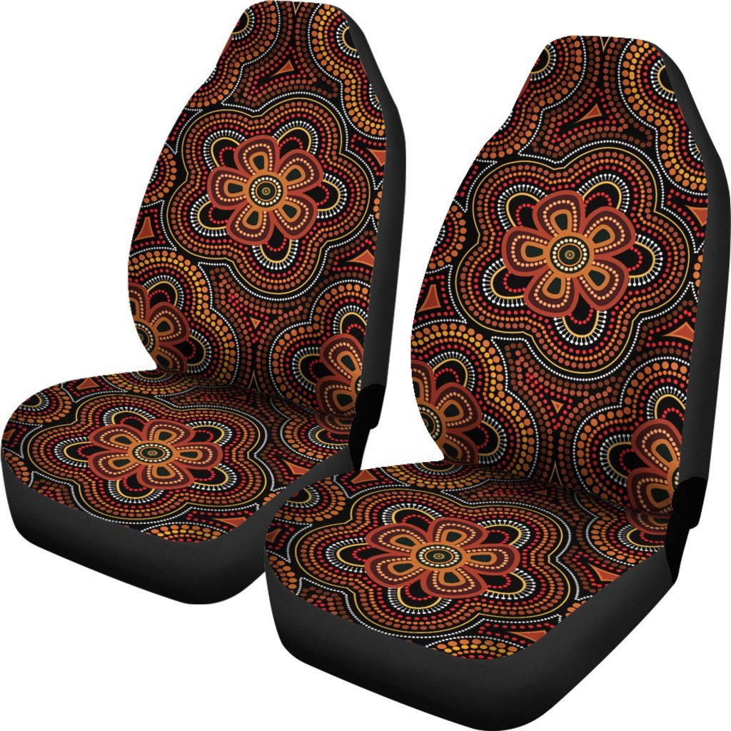 ABoriginal Car Seat Covers - Aboriginal Dot Painting Flowers Style Ver02 - Vibe Hoodie Shop