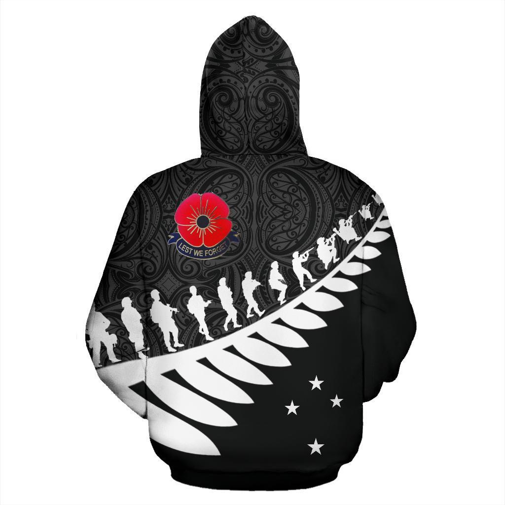 Lest We Forget New Zealand Maori Hoodie Black - Vibe Hoodie Shop