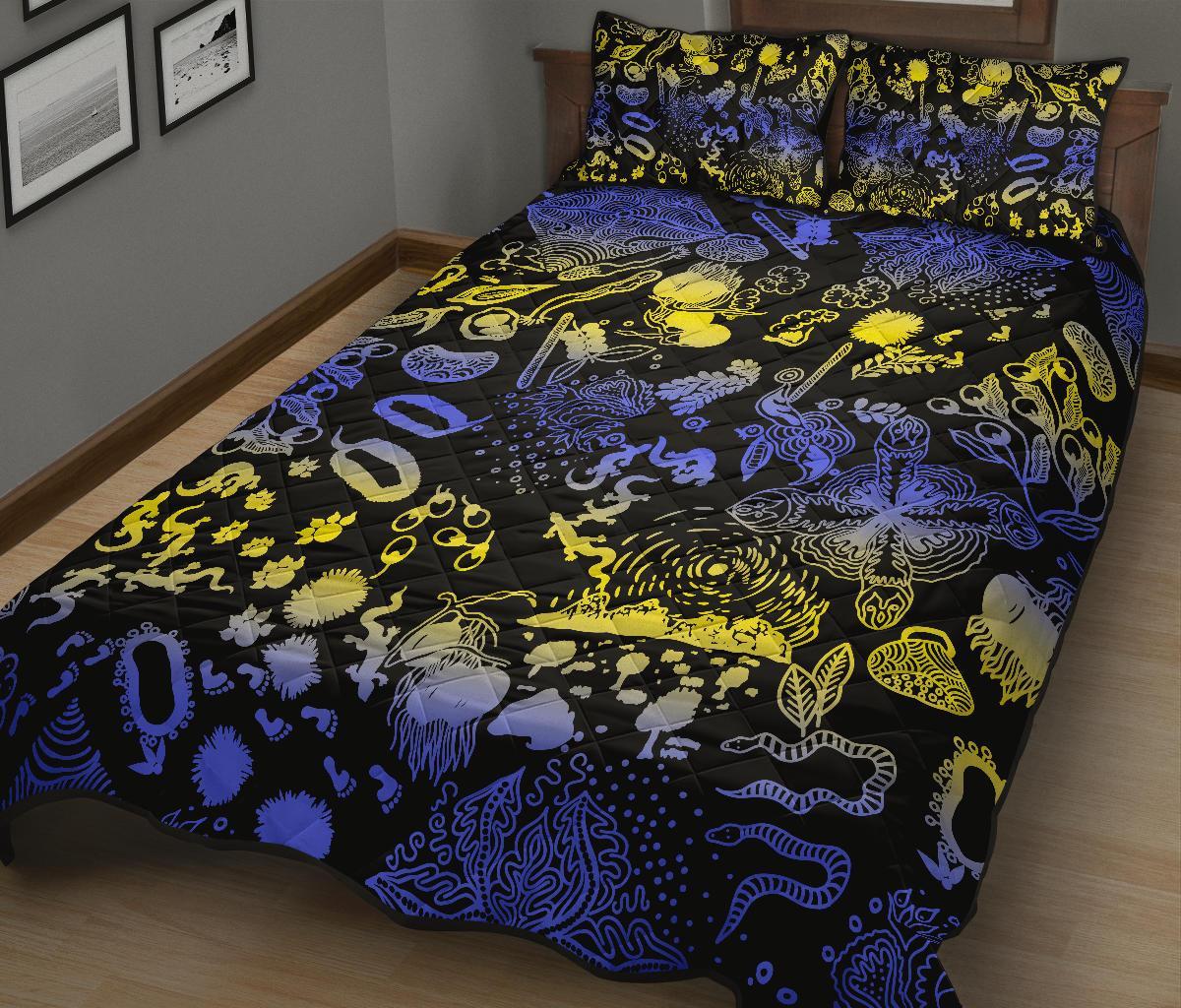 Aboriginal Quilt Cover Set, Australian Animals Patterns Golden Wattle - Vibe Hoodie Shop