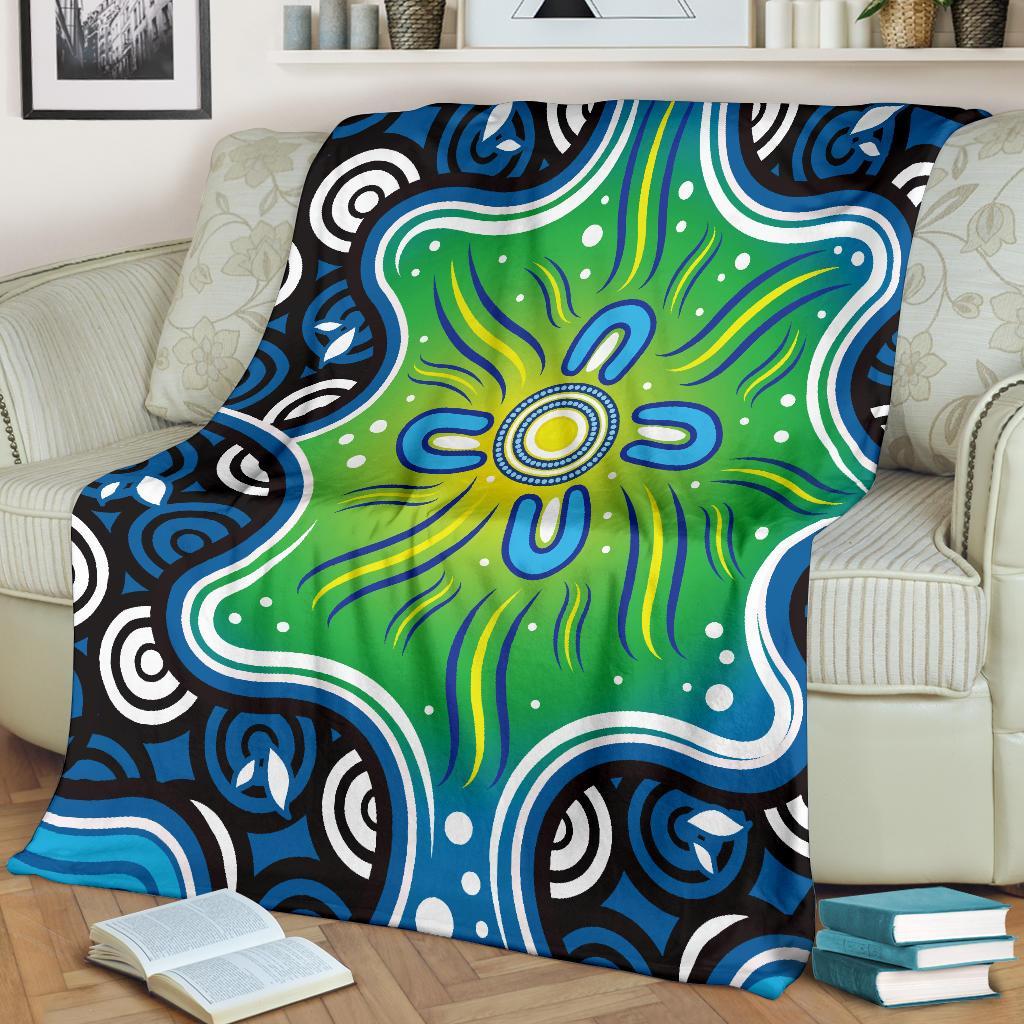Aboriginal Premium Blabnket - Indegenous Dot Painting Art - Vibe Hoodie Shop