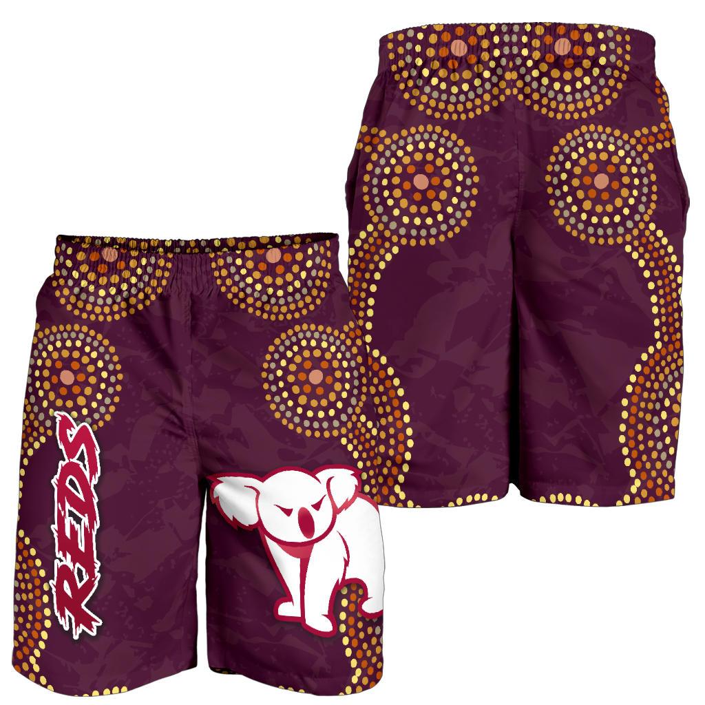 Queensland Men Shorts Indigenous Reds - Vibe Hoodie Shop