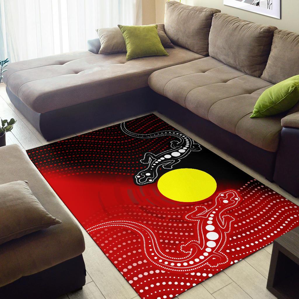 Aboriginal Area Rug - Two Indigenous Lizard - Vibe Hoodie Shop