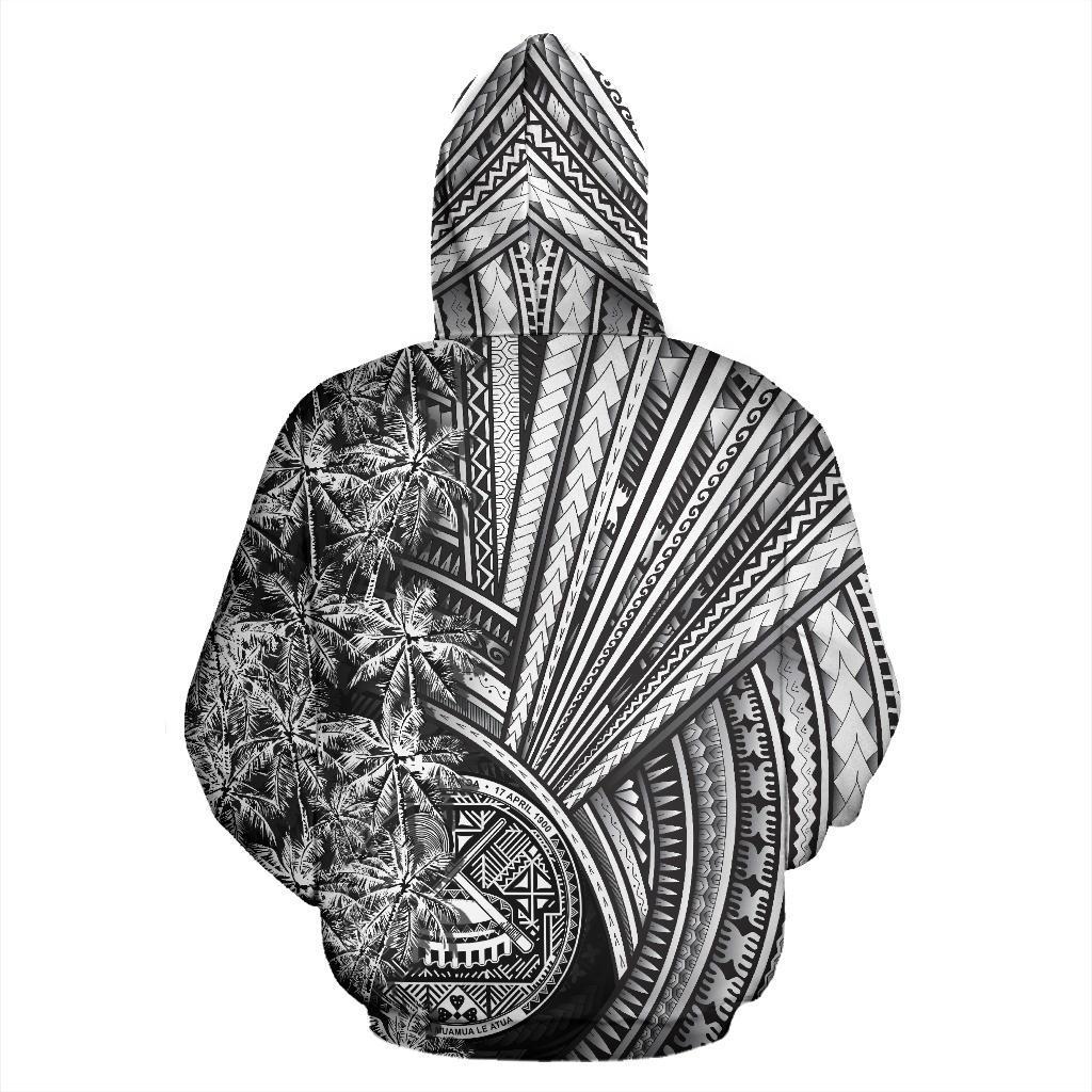 American Samoa Zip - Up Hoodie Polynesian With Coconut Tree White - Vibe Hoodie Shop