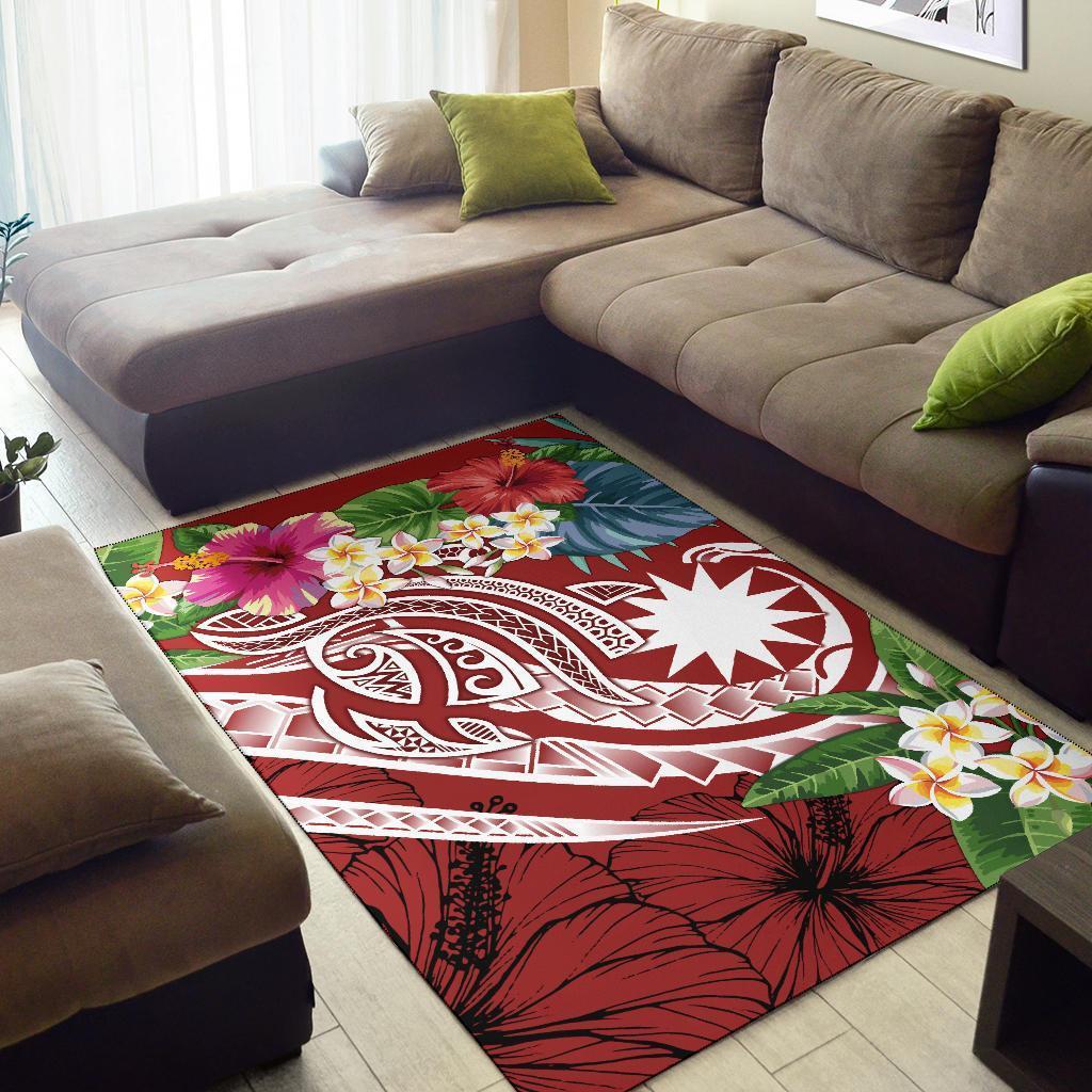 Nauru Polynesian Area Rug - Summer Plumeria (Red) - Vibe Hoodie Shop