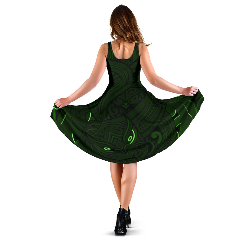 new-zealand-maori-gods-women-midi-dress-tumatauenga-god-of-war-green