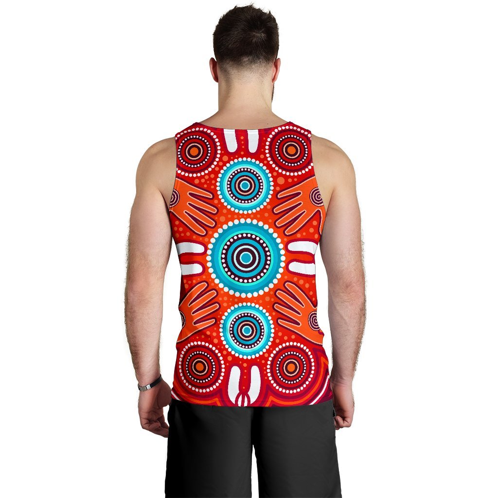 Men's Tank Top - Aboriginal Family With Dot Painting art - Vibe Hoodie Shop