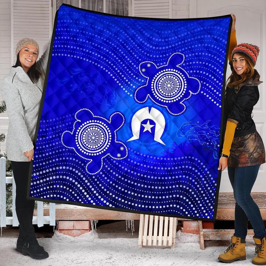 Torres Strait Islanders Premium Quilt - Torres Symbol With Turtle - Vibe Hoodie Shop