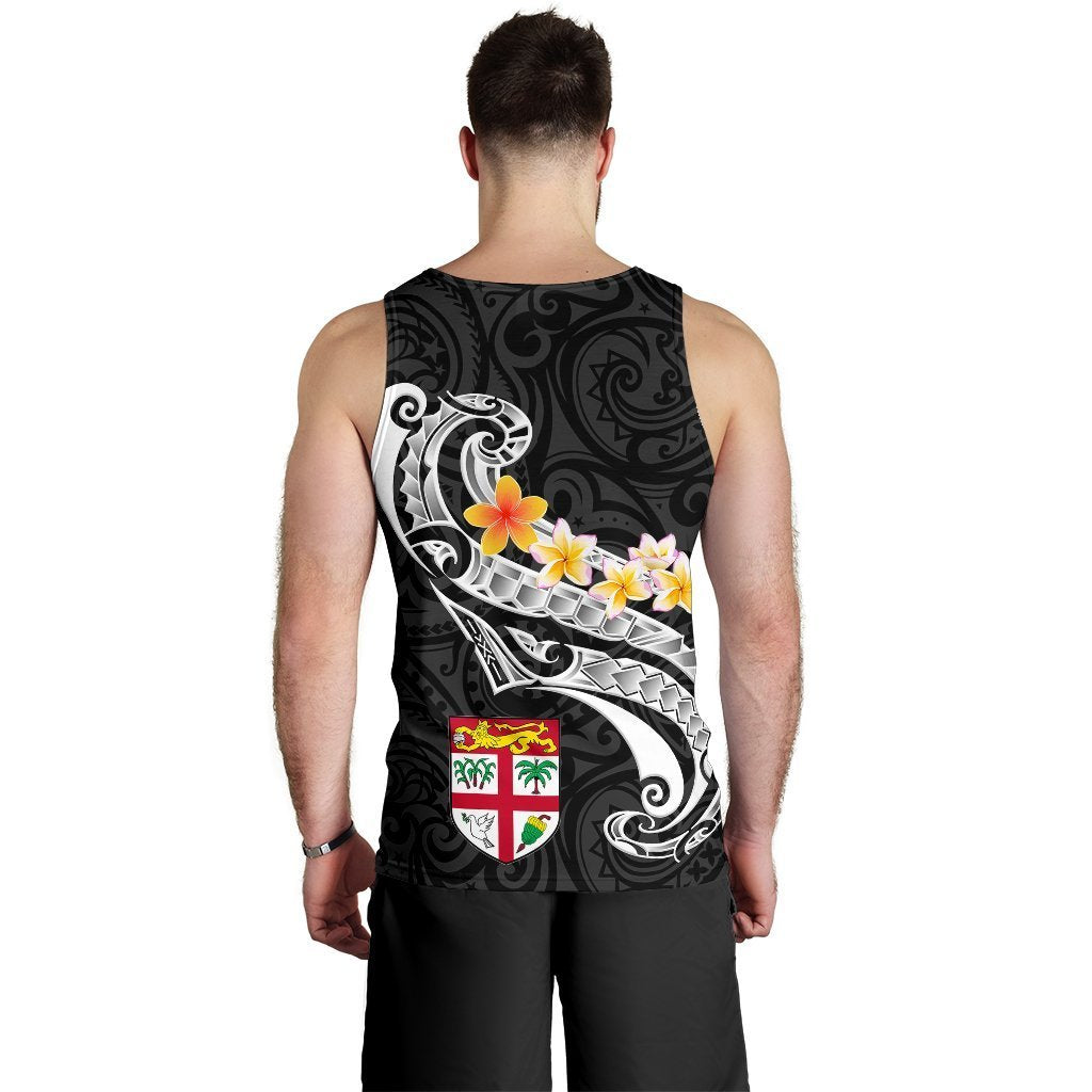 Fiji Men's Tank Top - Fiji Seal Polynesian Patterns Plumeria (Black) - Vibe Hoodie Shop