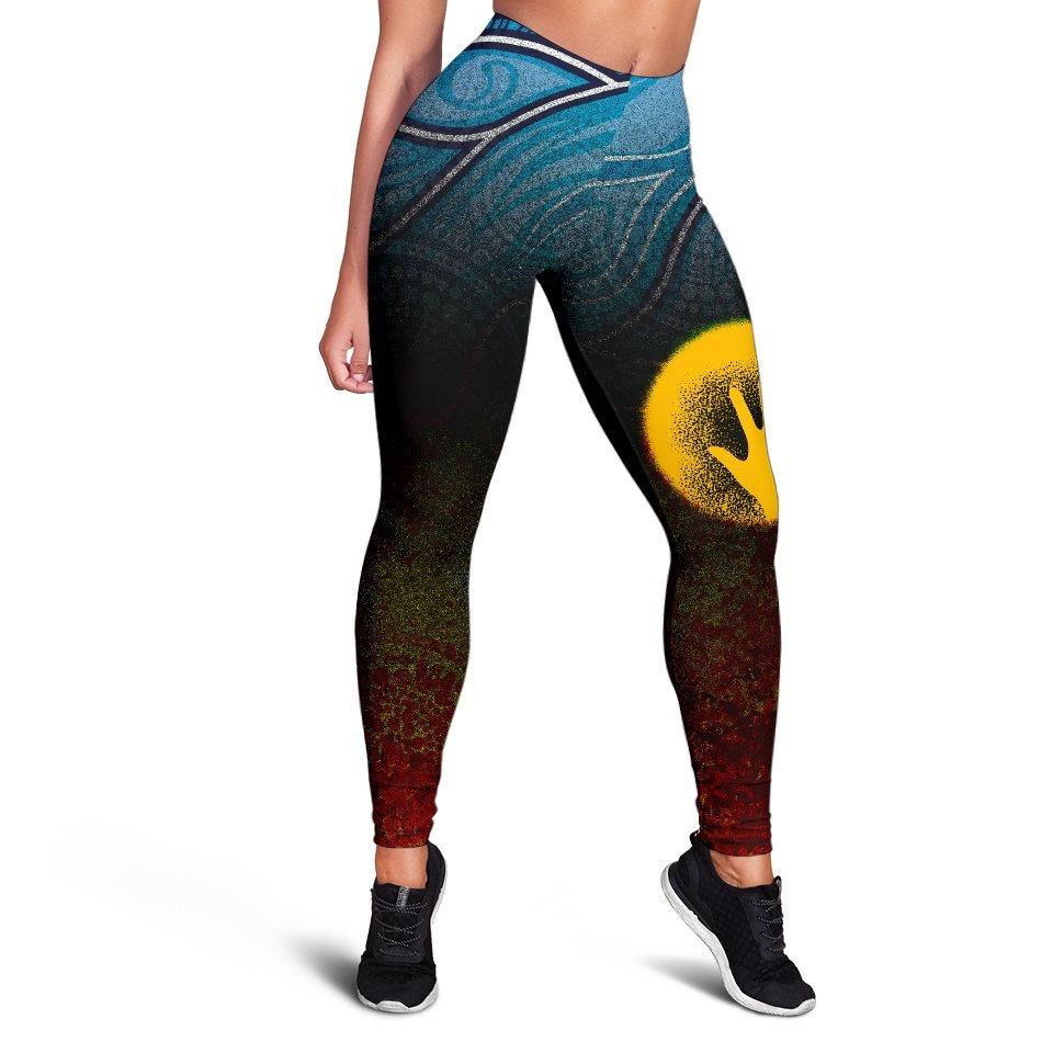 Aboriginal Women's Leggings - Aboriginal and Torres Strait Islanders Flag - Vibe Hoodie Shop