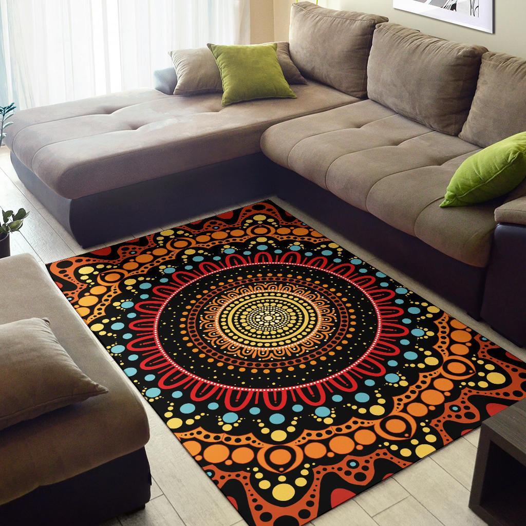 Area Rug - Aboriginal Style Of Dot Painting - Vibe Hoodie Shop