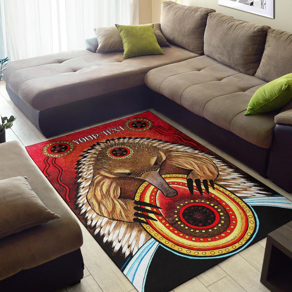 Custom Aboriginal Area Rug - Australian Echidna - Vibe Hoodie Shop