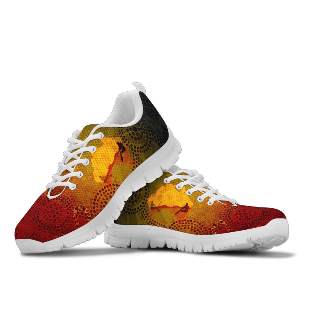 Aboriginal Sneakers, Australian Map with Indigenous Color - Vibe Hoodie Shop