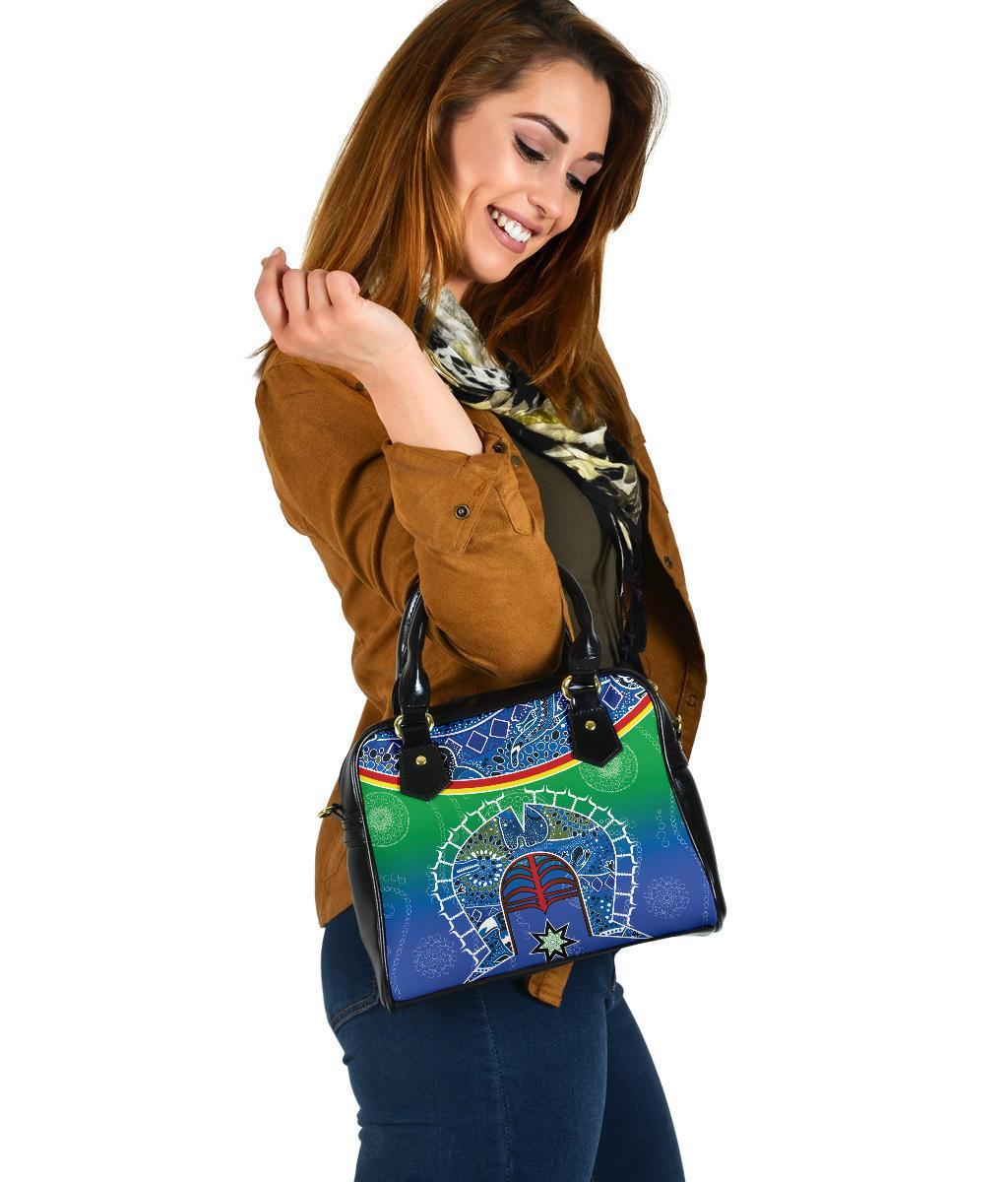 Shoulder Handbag - Torres Strait Symbol With Aboriginal Patterns - Vibe Hoodie Shop