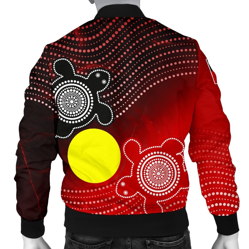 Aboriginal Men's Bomber Jacket - Indigenous Circle Dot Painting Style - - Vibe Hoodie Shop