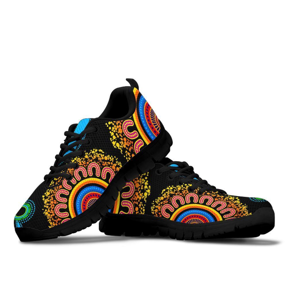 Aboriginal Sneakers, Flower Dot Painting Blue Dream - Vibe Hoodie Shop