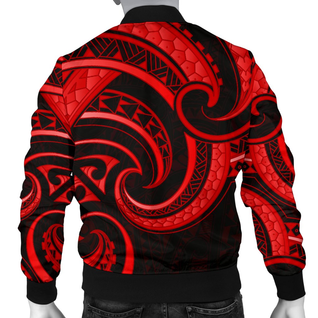 New Zealand Maori Mangopare Men Bomber Jacket Polynesian - Red - Vibe Hoodie Shop