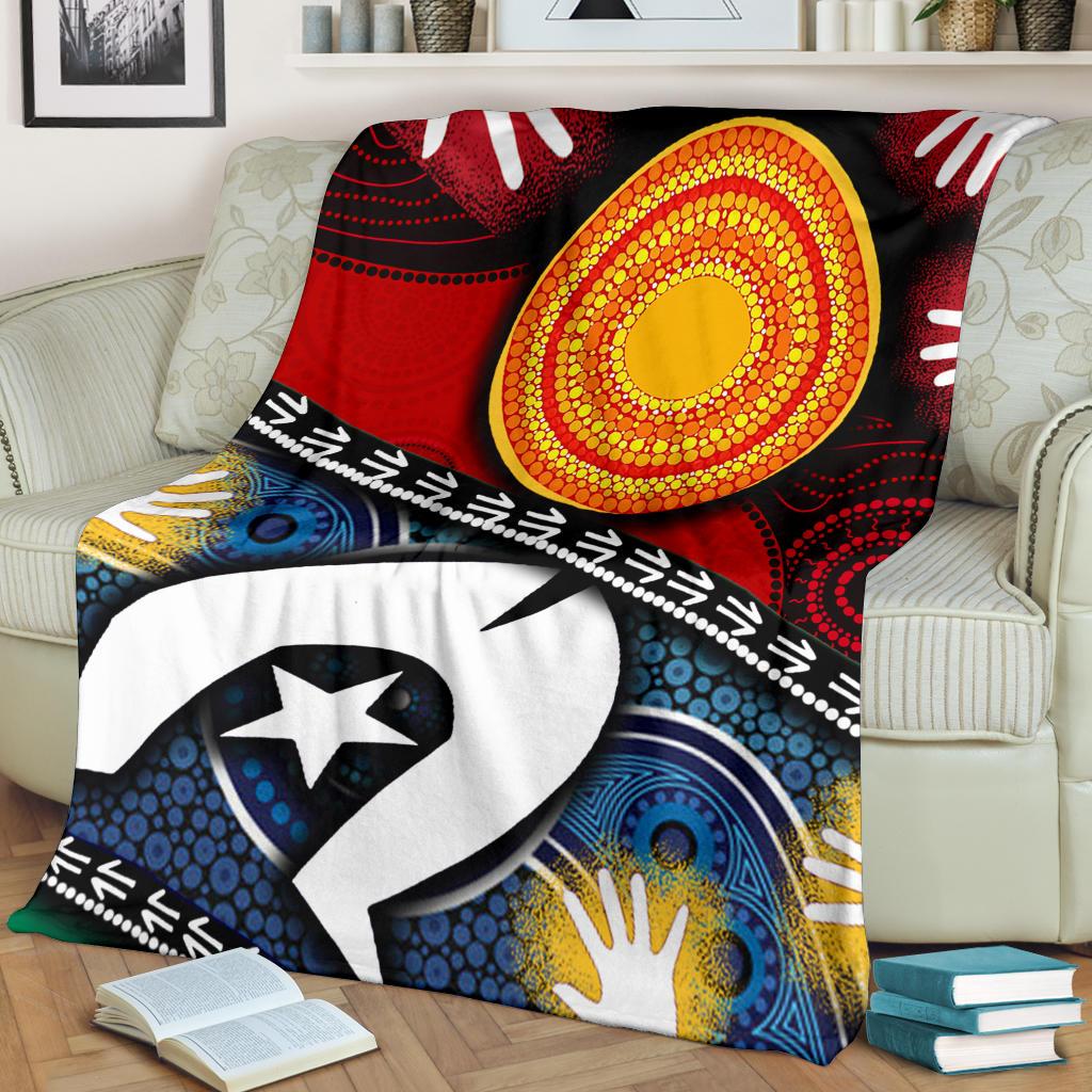 Premium Blanket - Australian NAIDOC Aboriginal and Torres Strait Islands Flags - Vibe Hoodie Shop