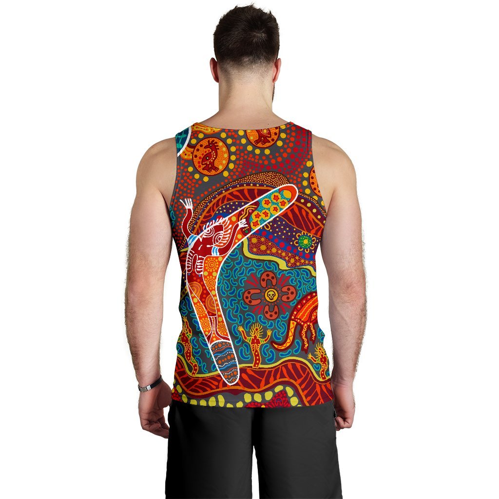 Aboriginal Men's Tank Top - Indigenous Boomerang - Vibe Hoodie Shop