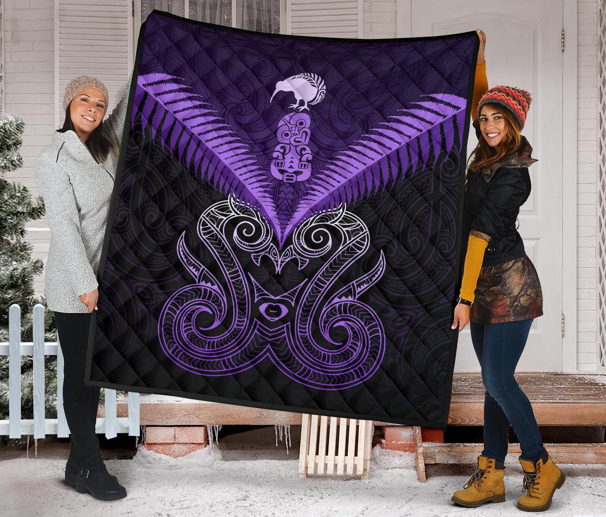 Maori Manaia New Zealand Premium Quilt Purple - Vibe Hoodie Shop