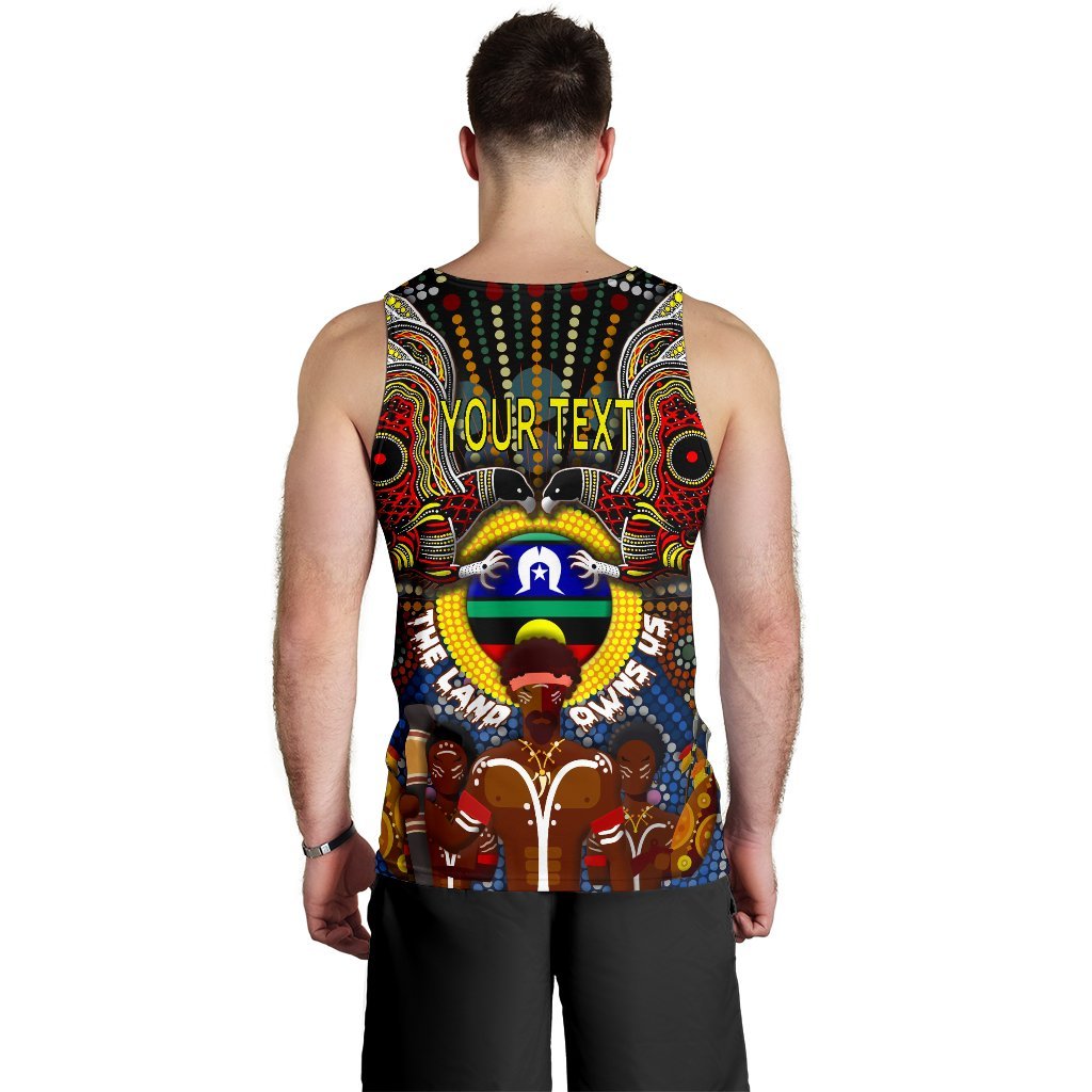 (Custom Text) The Land Owns Us Aboriginal Men's Tank Top - Vibe Hoodie Shop