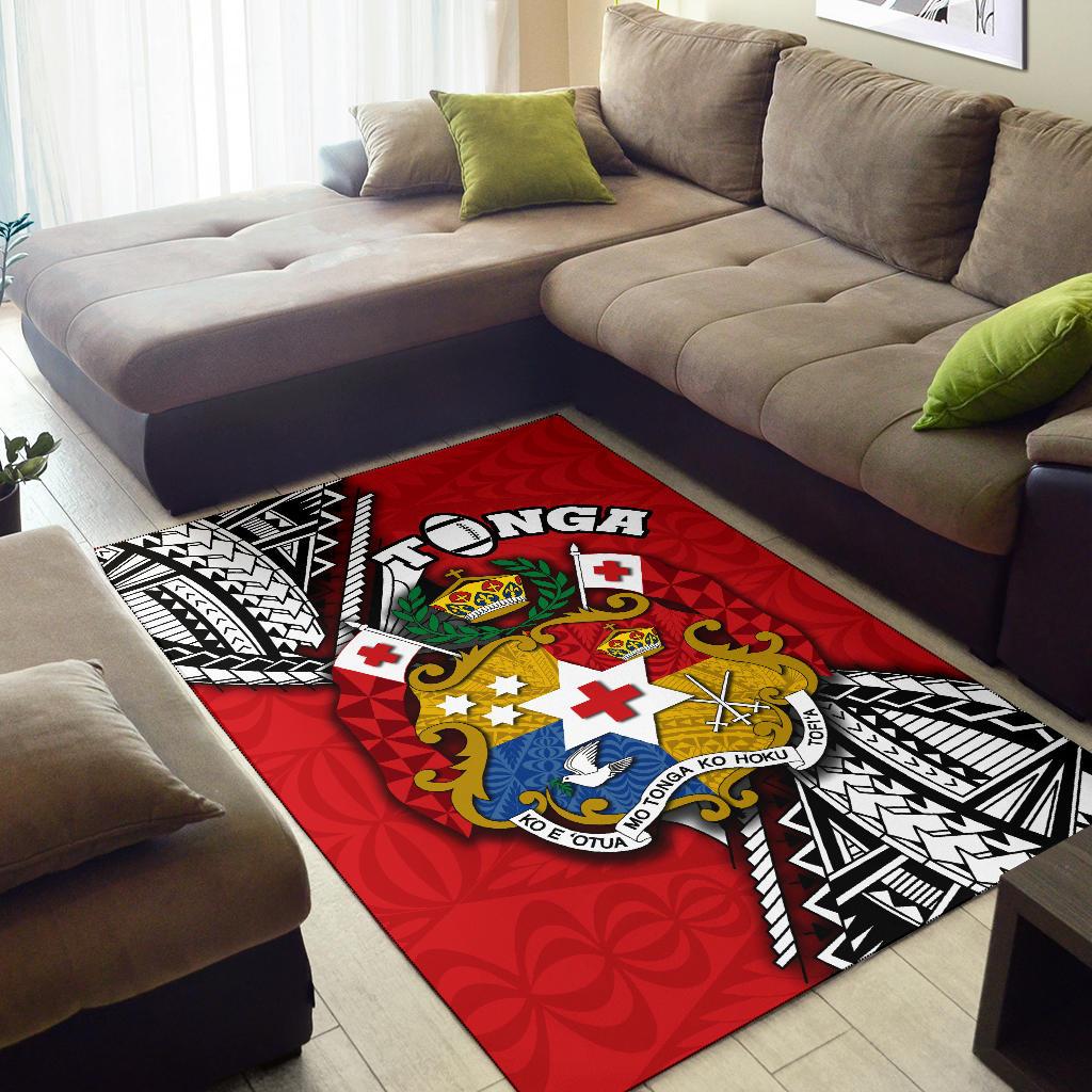 Tonga Rugby Area Rug Polynesian Style Pinwheel - Vibe Hoodie Shop