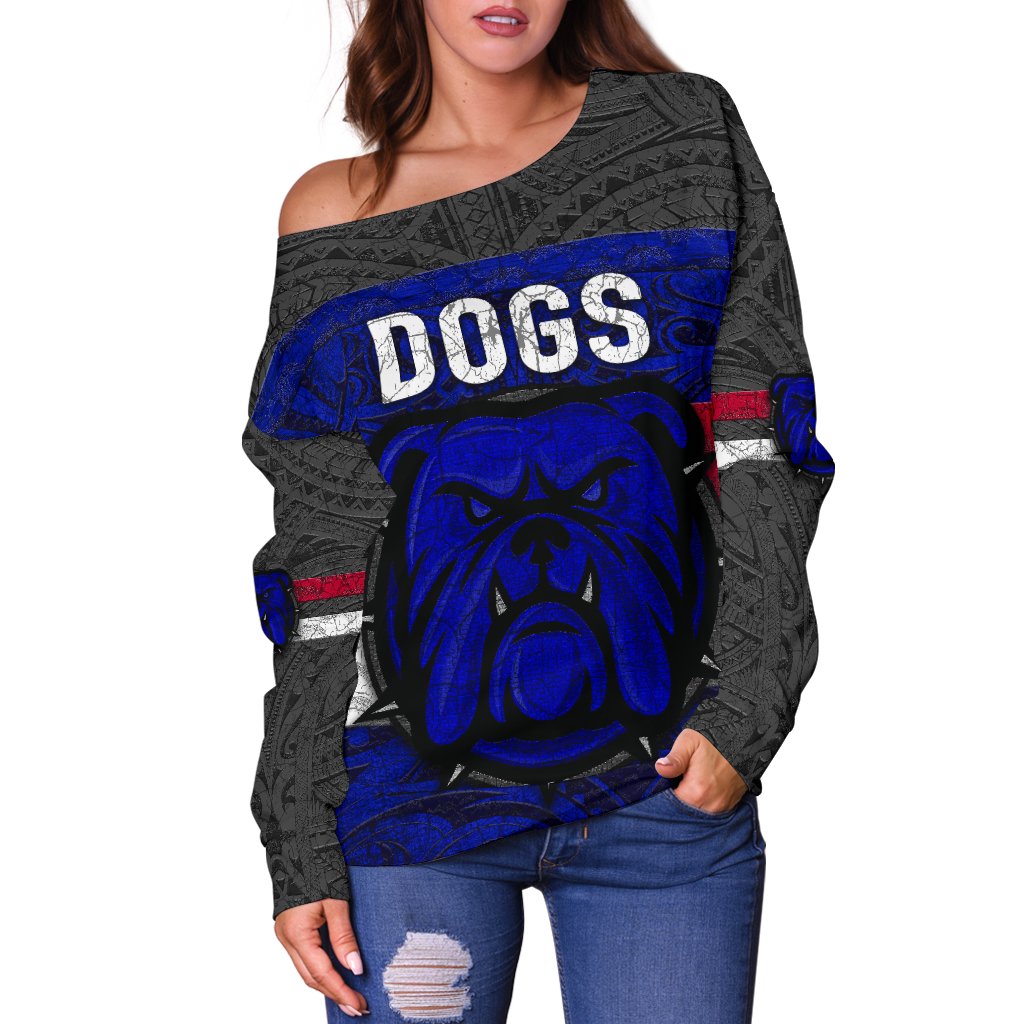 Western Women's Off Shoulder Sweater Dogs Unique Vibes - Vibe Hoodie Shop