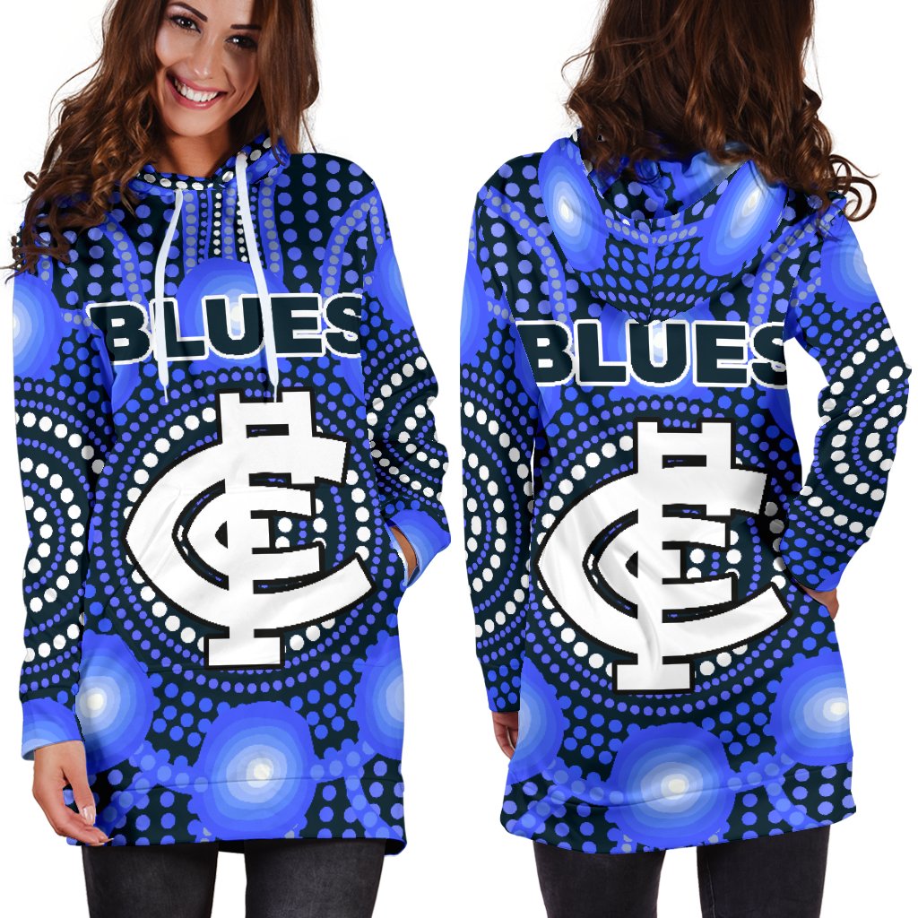 Blues Hoodie Dress Carlton Bright Indigenous - Vibe Hoodie Shop