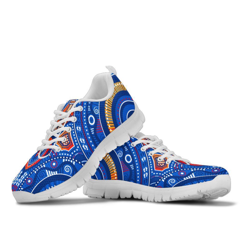 Aboriginal Sneakers - Indigenous Footprint Patterns Blue Color - Vibe Hoodie Shop