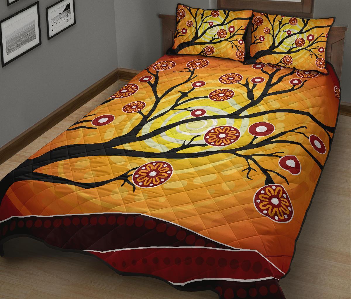 Aboriginal Quilt Bed Set - Tree In Spring Season - Vibe Hoodie Shop