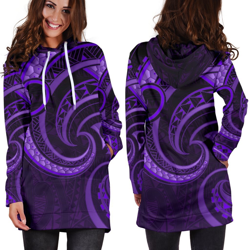 New Zealand Maori Mangopare Women Hoodie Dress Polynesian - Purple - Vibe Hoodie Shop