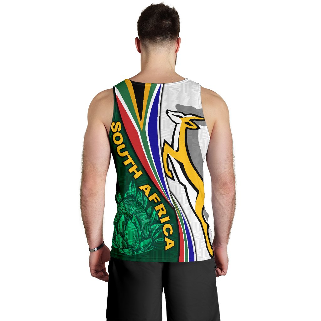 South Africa Men Tank Top Springboks Rugby Be Unique - White - Vibe Hoodie Shop