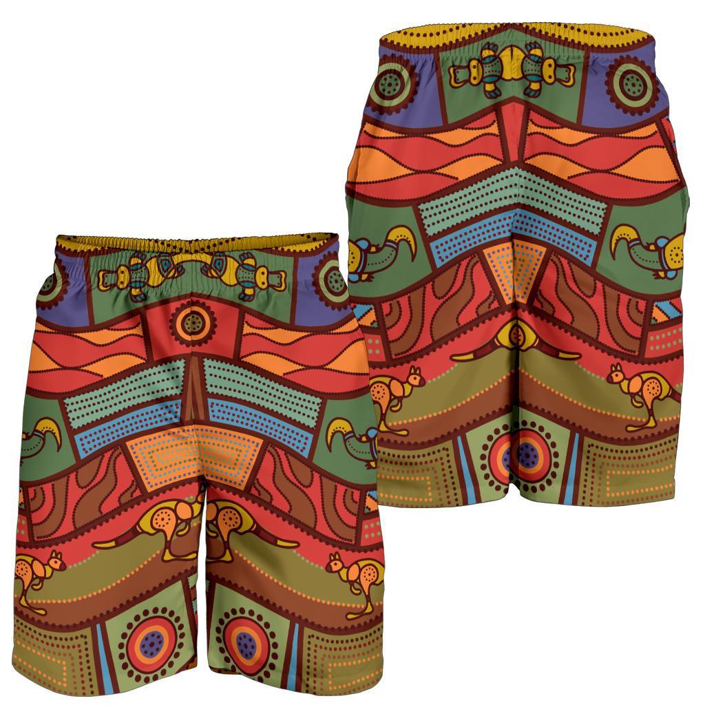 Men's Shorts - Aboriginal Art With Animals - Vibe Hoodie Shop