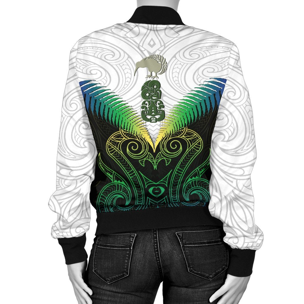 Maori Manaia New Zealand Women Bomber Jacket Rasta - Vibe Hoodie Shop