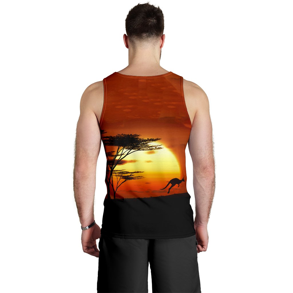 Men Tank Top - Kangaroo Mens Tank Sunset Ver01 - Vibe Hoodie Shop