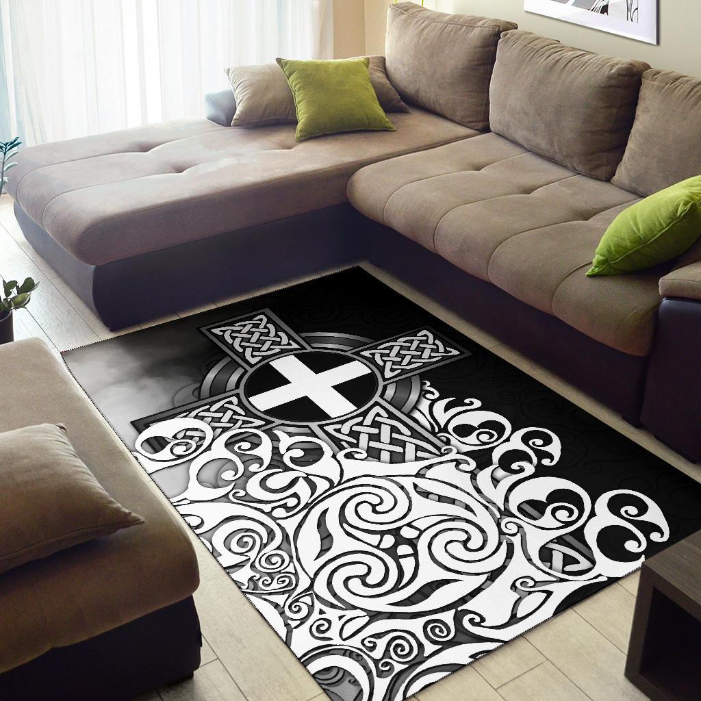 Cornwall Area Rug - Cornish Flag With Celtic Cross - Vibe Hoodie Shop