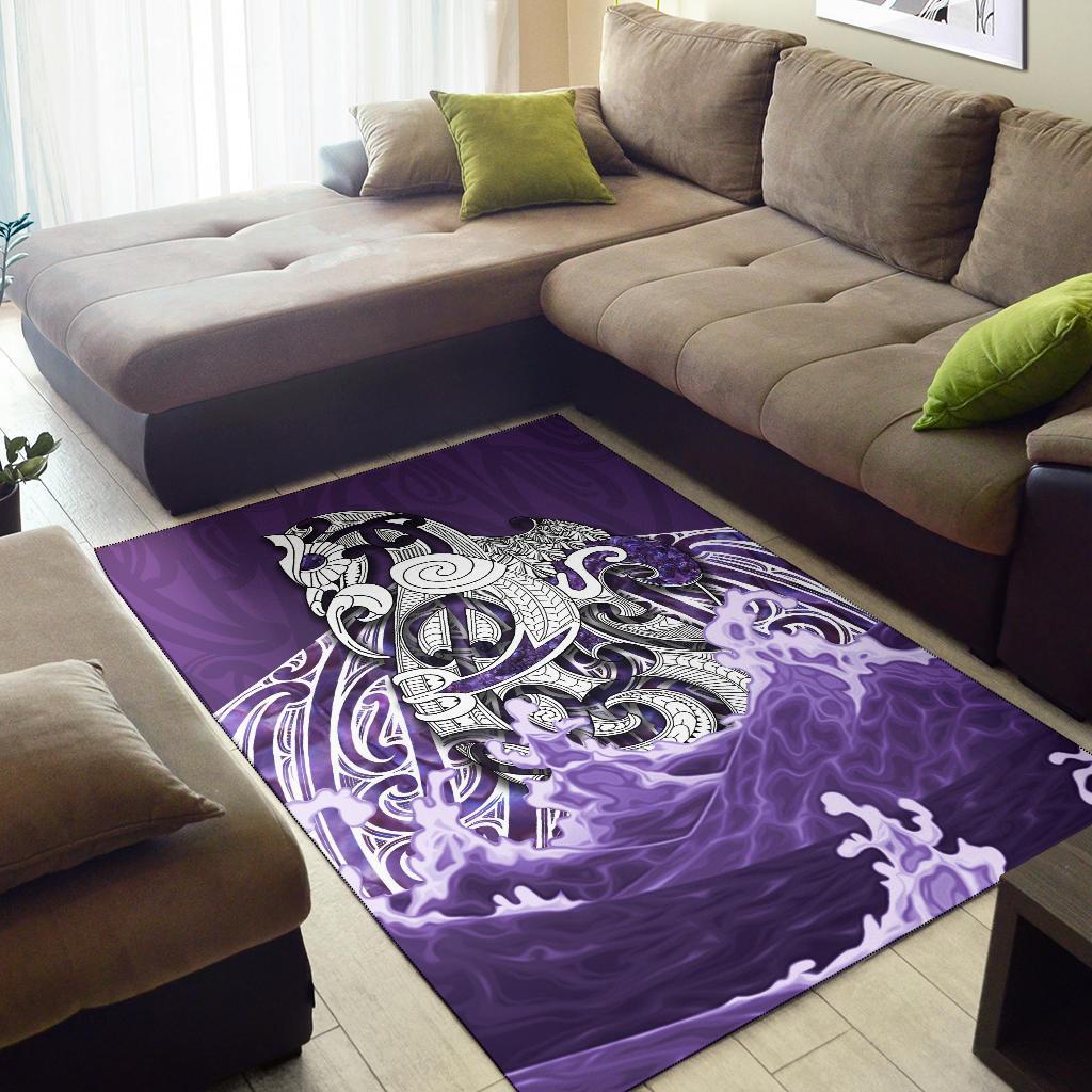 Maori Manaia The Blue Sea Area Rug, Purple - Vibe Hoodie Shop