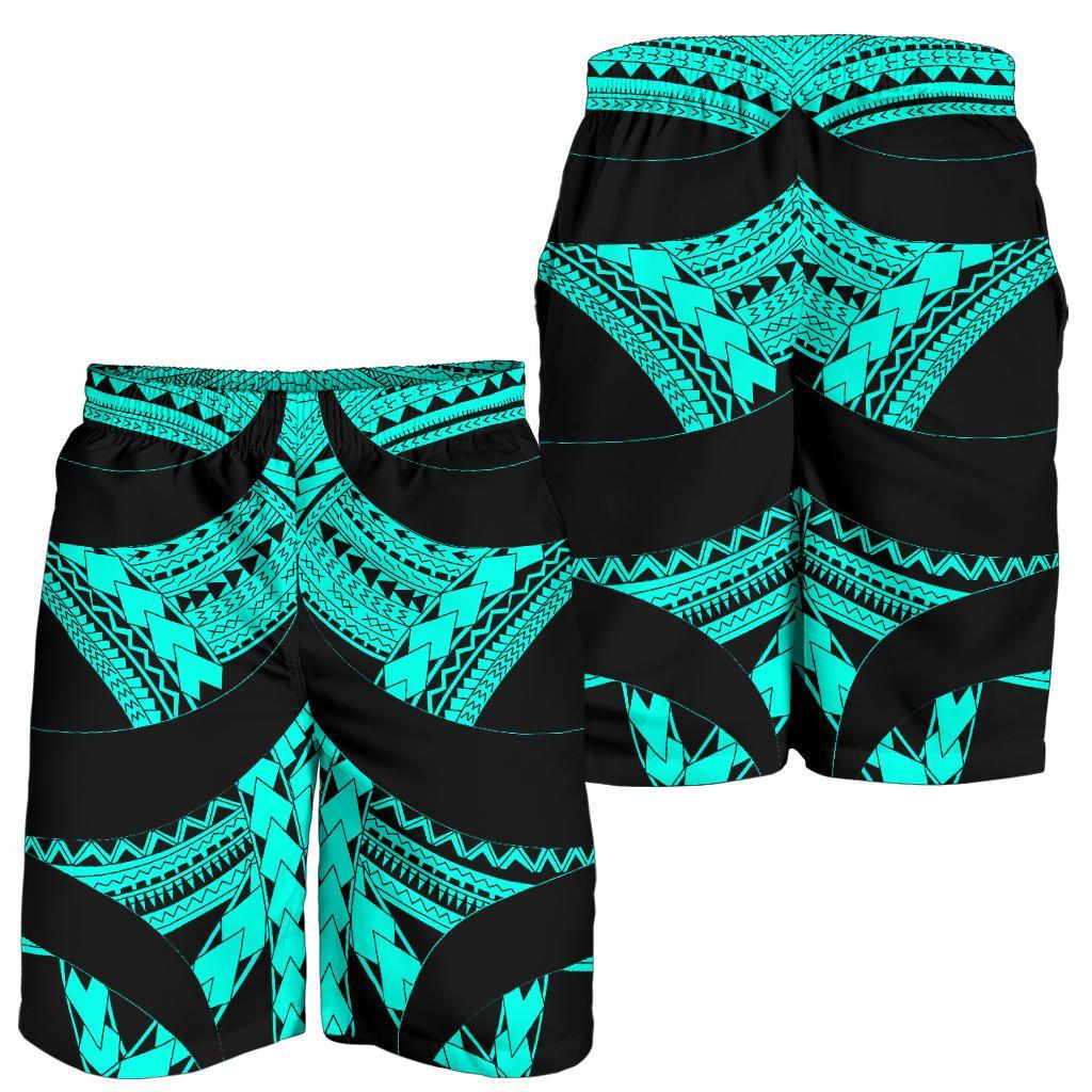 Samoan Tattoo All Over Print Men's Shorts Turquoise - Vibe Hoodie Shop