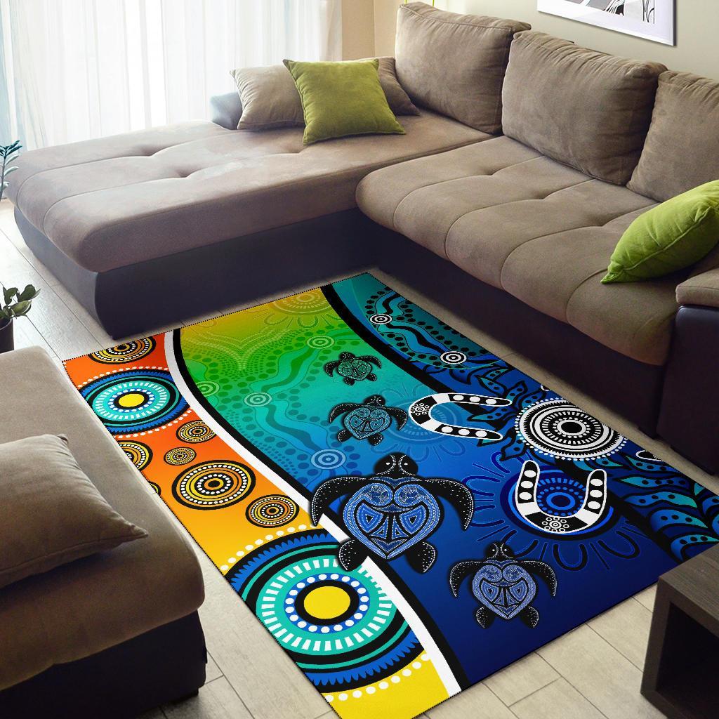 Aboriginal Area Rug - Indigenous Turtle Dot Painting Art - Vibe Hoodie Shop