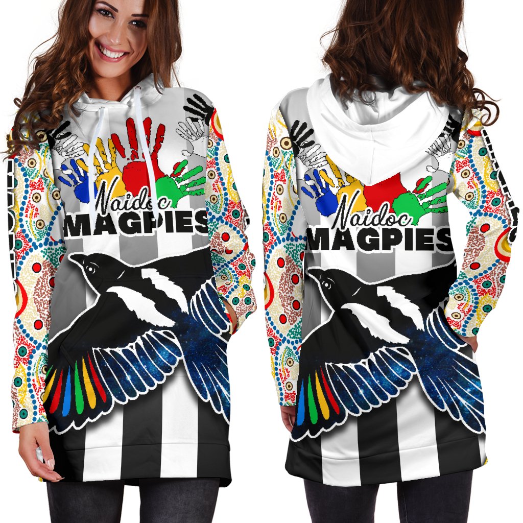 (Custom Personalised) Magpies NAIDOC Week Women's Hoodie Dress Collingwood Modern Style - Vibe Hoodie Shop