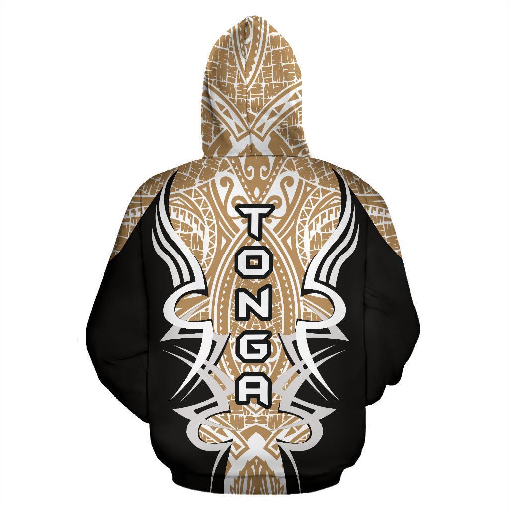 Zip Up Hoodie Tonga Turtle Polynesian Gold And White - Armor Style - Vibe Hoodie Shop