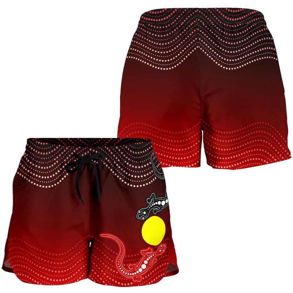 aboriginal-all-over-print-womens-shorts-two-indigenous-lizard