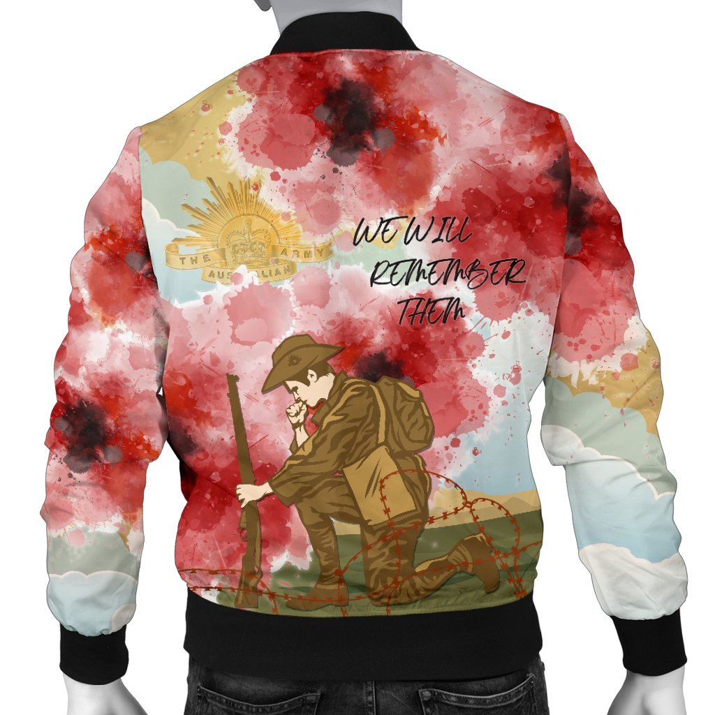 ANZAC Day Men's Bomber Jacket - We Will Remember Them - Vibe Hoodie Shop