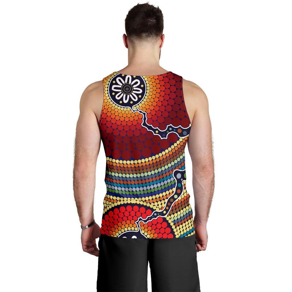 Men Tank Top - Aboriginal Dot Painting Mens Tank Ver11 - Vibe Hoodie Shop