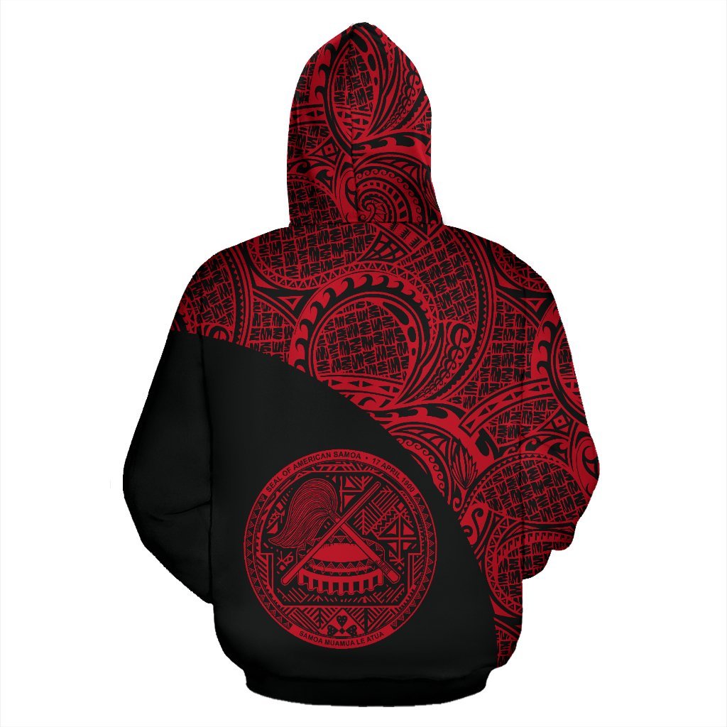 American Samoa Hoodie Coat Of Arms Polynesian Wave Red (Custom) - Vibe Hoodie Shop