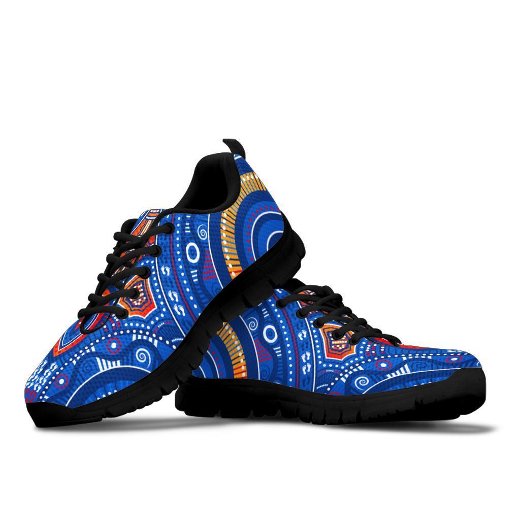 Aboriginal Sneakers - Indigenous Footprint Patterns Blue Color - Vibe Hoodie Shop