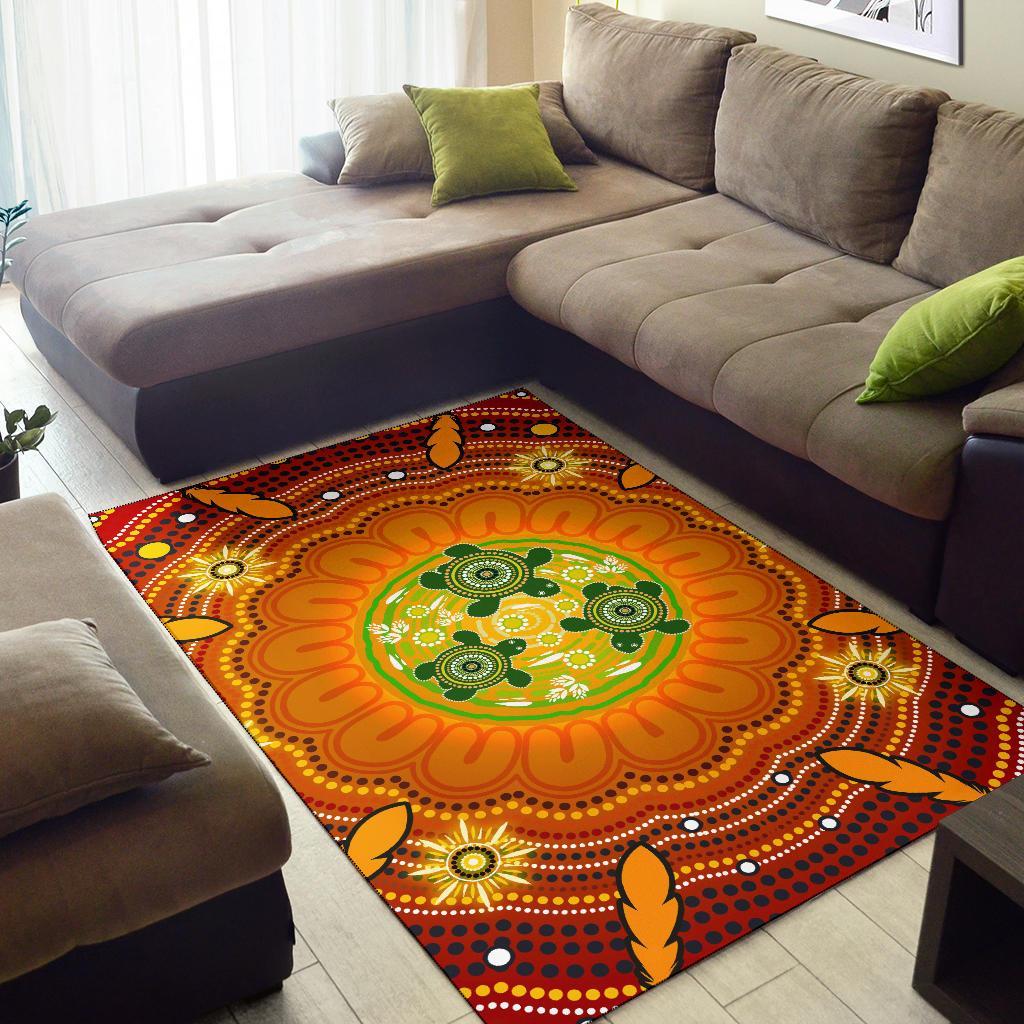 Aboriginal Area Rug, Turtle Circle Dot Painting Art - - Vibe Hoodie Shop