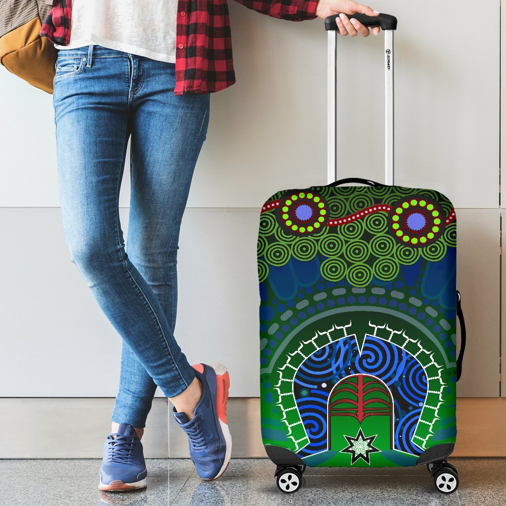 Torres Strait Luggage Covers - Dhari And Dot Patterns - Vibe Hoodie Shop